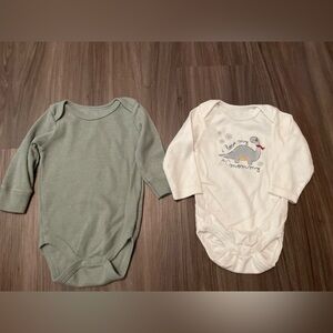 Kyle and Deena Warm and Cozy Charming Kids Bodysuit Set - Sage and Cream 3/6M